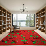 Red Cherry Pattern Area Rug