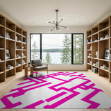 Bold Pink Geometric Line Area Rug