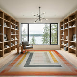 Sunset Orange Nested Frames Geometric Area Rug