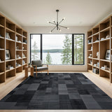 Black and White Geometric Modern Black White Geometric Patchwork Area Rug