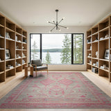 Pink Pink Grey Southwestern Geometric Area Rug