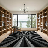 Radiant Black Gray Sunburst Area Rug