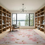 Vintage Blush Pink Rose Floral Floral Vintage Area Rug