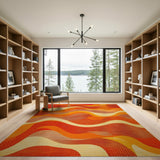 Bold Orange Wave Abstract Area Rug