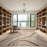 Beige Marble Vein Abstract Area Rug
