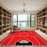 Red Basketball Court Red Area Rug
