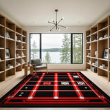 Red Backgammon Board Area Rug