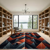 Black Orange Pyramid Geometric Area Rug