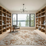 Vintage Brown Floral Vine Area Rug