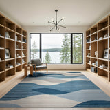 Blue and Teal Serene Blue Wave Abstract Area Rug