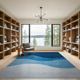 Wavy Blue Ocean Gradient Area Rug