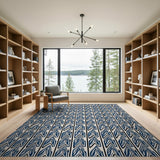 Navy Chevron Geometric Area Rug
