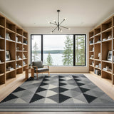 Black and White Black White Geometric Triangle Area Rug