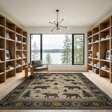 Woodland Bear Moose Silhouette Rug