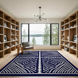 Navy Geometric Modern Area Rug