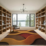 Wavy Orange Abstract Area Rug