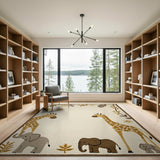 Giraffe Elephant Nursery Area Rug