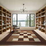 Brown Tan Geometric Block Geometric Modern Area Rug