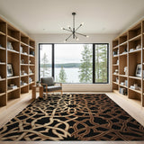 Gold Arabesque Lattice Area Rug