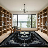Mystical Grey Skull Oracle Area Rug