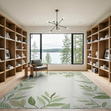 Green Leaf Border Embroidered Area Rug