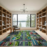 Vibrant Aerial Cityscape Area Rug