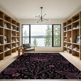 Floral Vintage Vintage Pink Butterfly Floral Area Rug