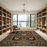 Gold Floral Medallion Traditional Persian Rug