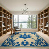 Elegant Blue Starburst Persian Area Rug