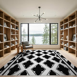 Black White Diamond Cross Geometric Area Rug