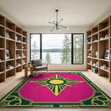 Pink Sunburst Star Area Rug