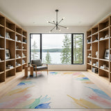 Vibrant Watercolor Leaves Area Rug