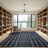 Black and White Black White Plaid Geometric Area Rug