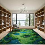 Washable 3D Landscape Forest Map Low Pile Area Rug
