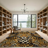 Bold Leopard Faces Pattern Area Rug