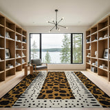 Tan Leopard Print Area Rug with White Borders