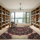 Vintage Pink Floral Mandala Floral Vintage Area Rug
