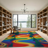 Rainbow Swirl Pine Tree Area Rug