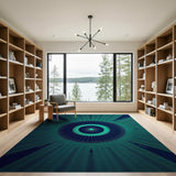 Navy Teal Mandala Radial Geometric Rug