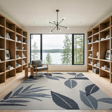 Abstract Blue Leaf Area Rug