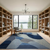 Abstract Navy Teal Geometric Area Rug