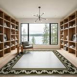 Black White Heritage Tribal Border Rug