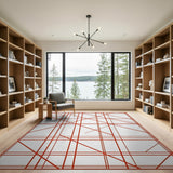 Bold Red Geometric Line Area Rug