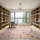 Kids Cartoon Playful Multi-Color Alphabet Kids Area Rug