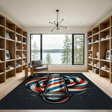 Barber Pole Swirl Red Blue Area Rug