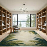 Green Coastal Palm Frond Area Rug