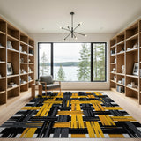Bold Orange Black Woven Geometric Area Rug