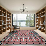 Bold Red Maze Geometric Area Rug