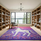 Whimsical Unicorn Area Rug with Rainbow Mane