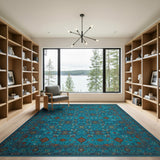 Teal Persian Geometric Medallion Rug